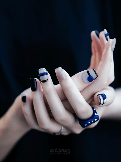 Blue Abyss - Handmade Press on Nails by Clawcreature - Handmade Press - on Nails