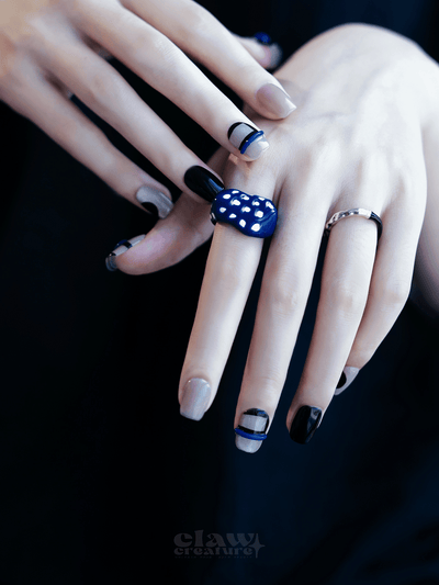 Blue Abyss - Handmade Press on Nails by Clawcreature - Handmade Press - on Nails