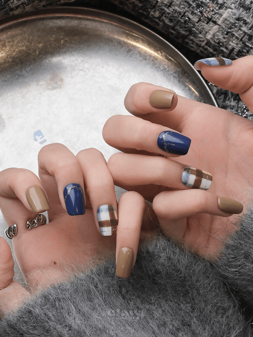 Blue Mocha - Handmade Press on Nails by Clawcreature - Handmade Press - on Nails