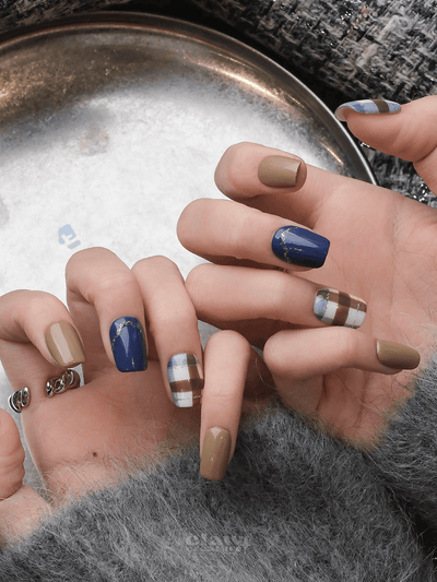 Blue Mocha - Handmade Press on Nails by Clawcreature - Handmade Press - on Nails