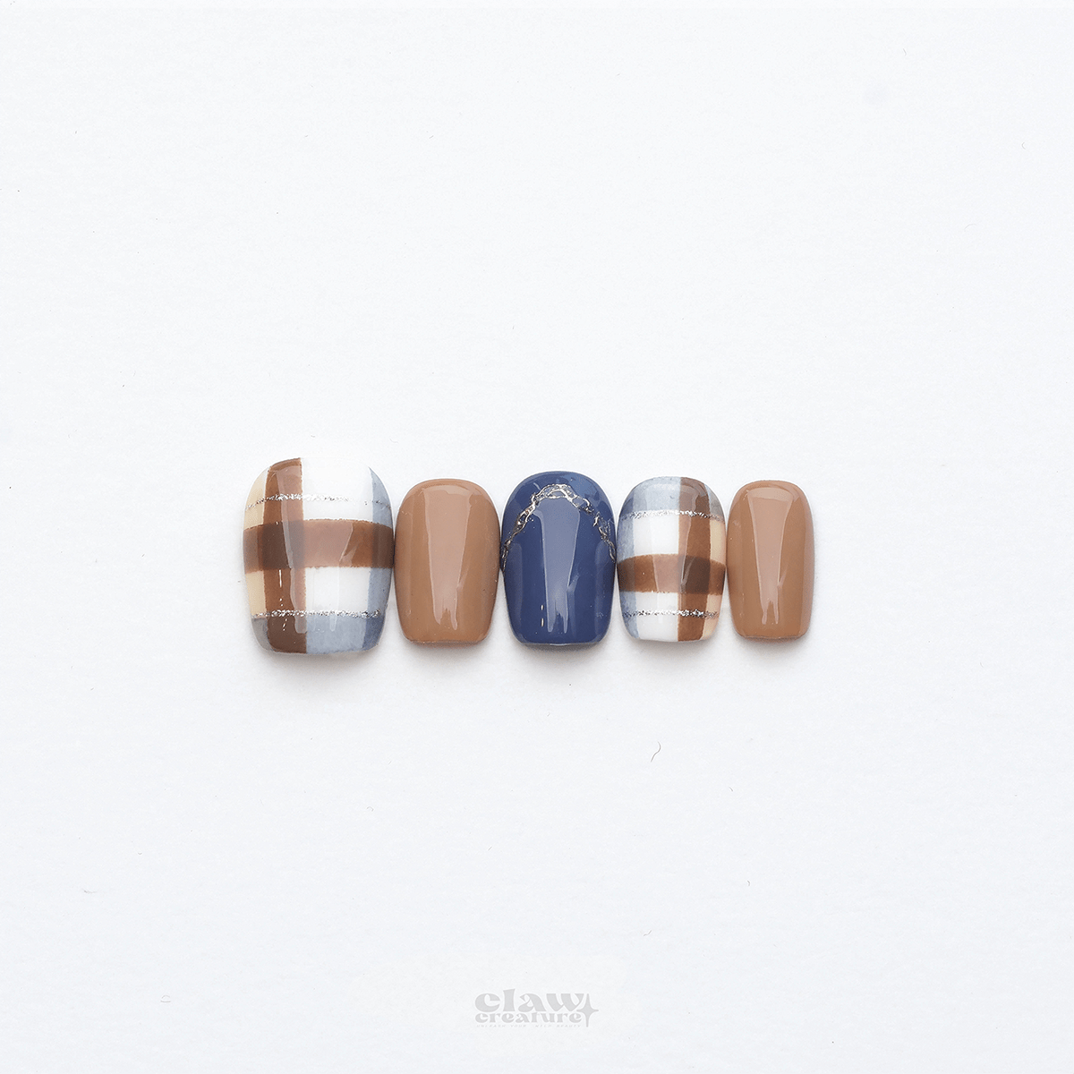 Blue Mocha - Handmade Press on Nails by Clawcreature - Handmade Press - on Nails