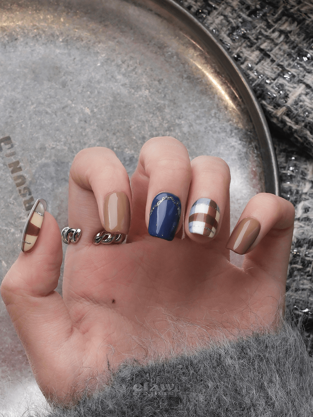 Blue Mocha - Handmade Press on Nails by Clawcreature - Handmade Press - on Nails