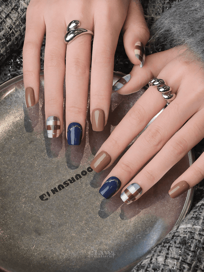 Blue Mocha - Handmade Press on Nails by Clawcreature - Handmade Press - on Nails