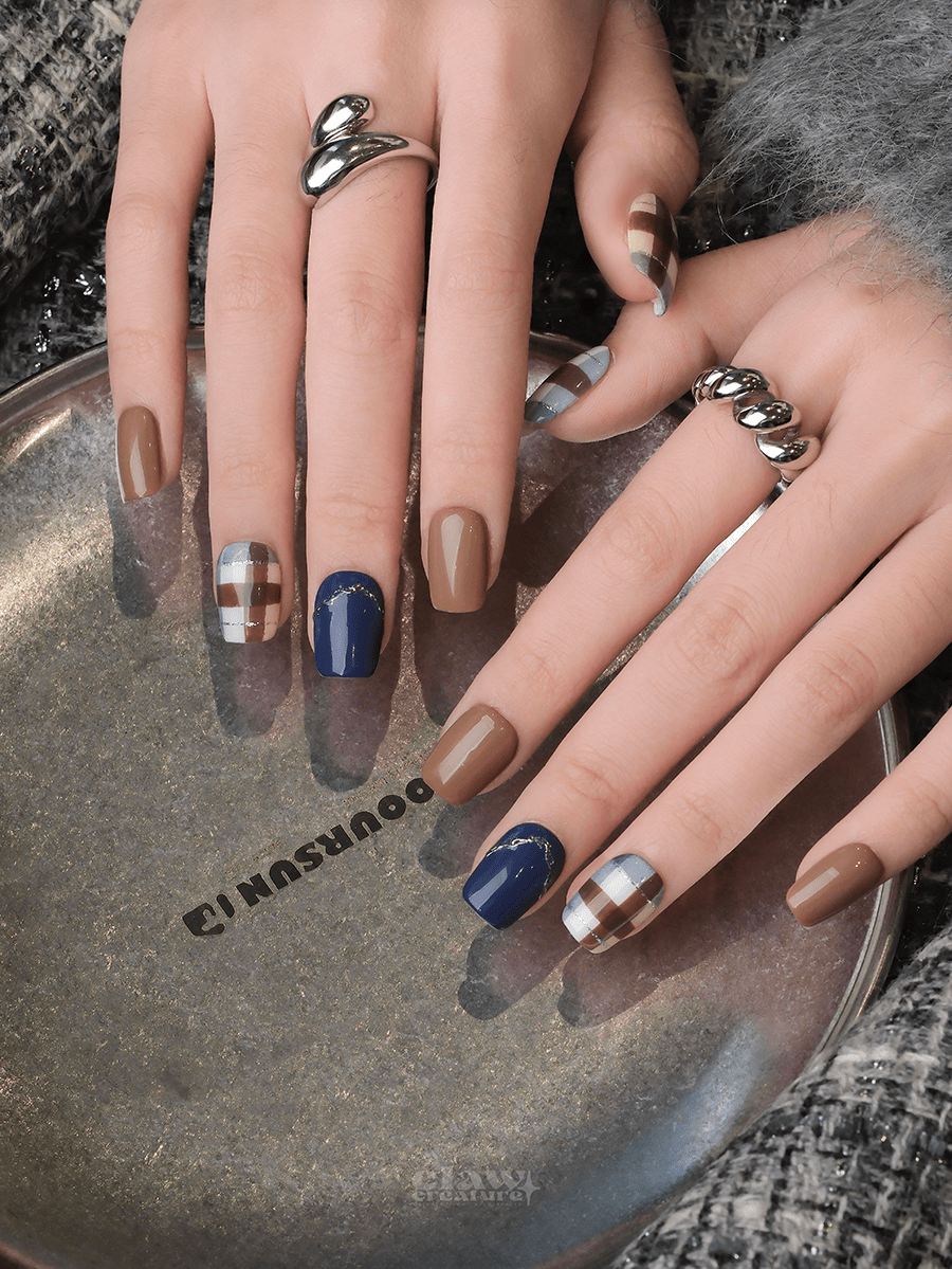 Blue Mocha - Handmade Press on Nails by Clawcreature - Handmade Press - on Nails