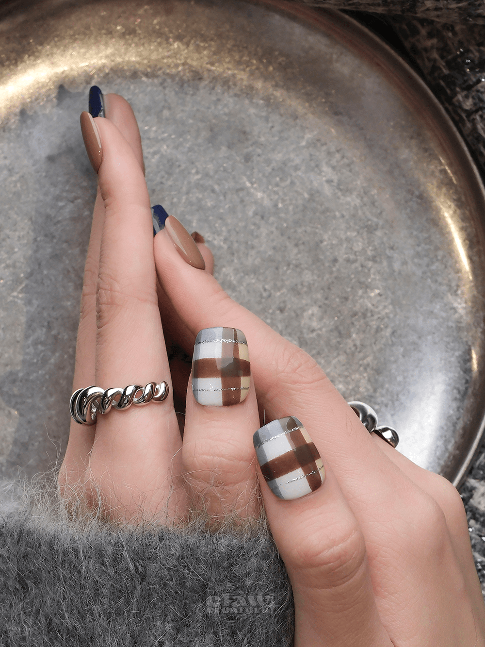 Blue Mocha - Handmade Press on Nails by Clawcreature - Handmade Press - on Nails
