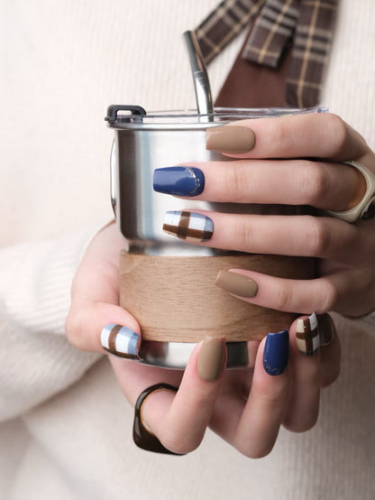 Blue Mocha - Handmade Press on Nails by Clawcreature - Handmade Press - on Nails
