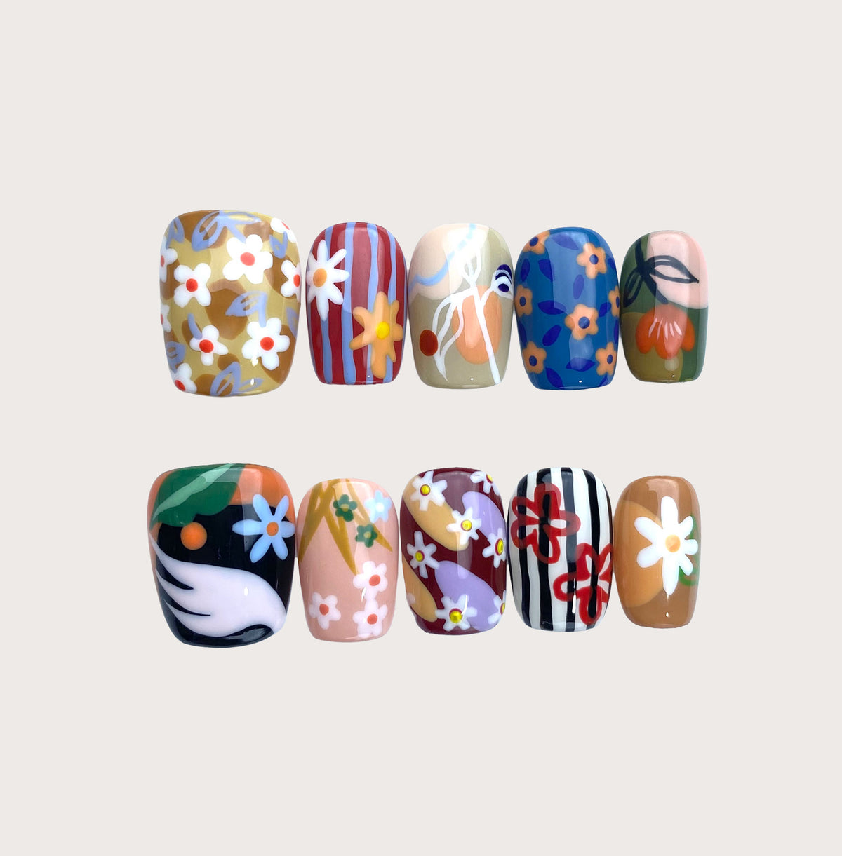 Botanic Panic - Handmade Press on Nails by Clawcreature - Handmade Press - on Nails