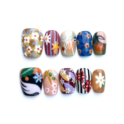 Botanic Panic - Handmade Press on Nails by Clawcreature - Handmade Press - on Nails