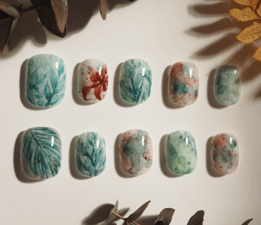 Botanical Dream - Handmade Press on Nails by Clawcreature - Handmade Press - on Nails
