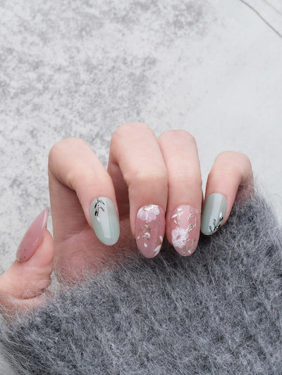 Breeze Floral - Handmade Press on Nails by Clawcreature - Handmade Press - on Nails