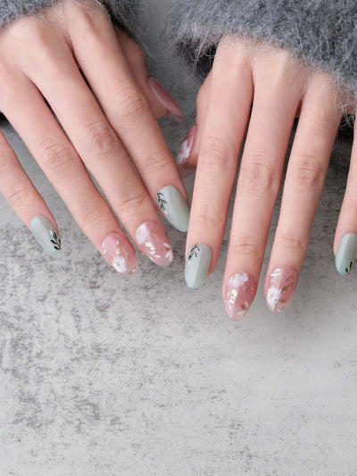 Breeze Floral - Handmade Press on Nails by Clawcreature - Handmade Press - on Nails