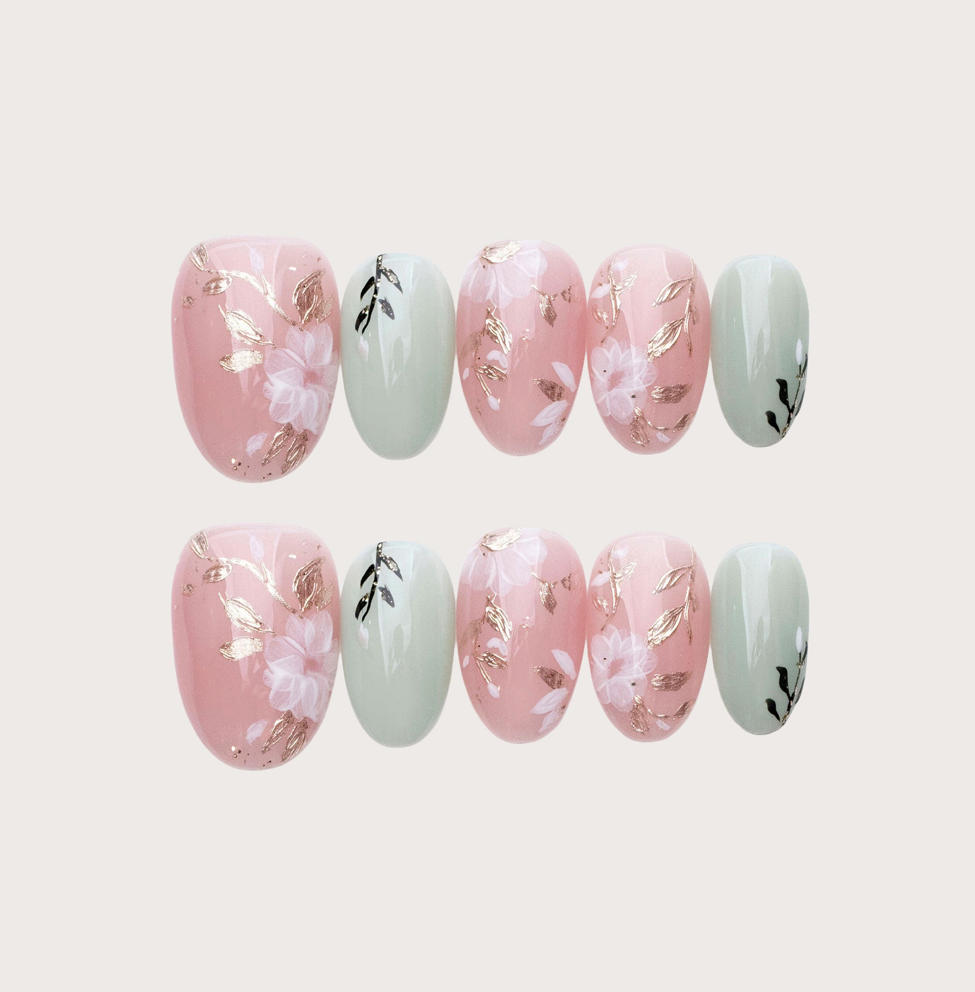 Breeze Floral - Handmade Press on Nails by Clawcreature - Handmade Press - on Nails