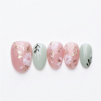 Breeze Floral - Handmade Press on Nails by Clawcreature - Handmade Press - on Nails