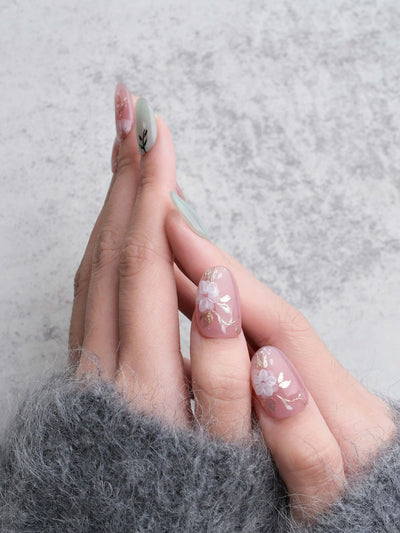 Breeze Floral - Handmade Press on Nails by Clawcreature - Handmade Press - on Nails