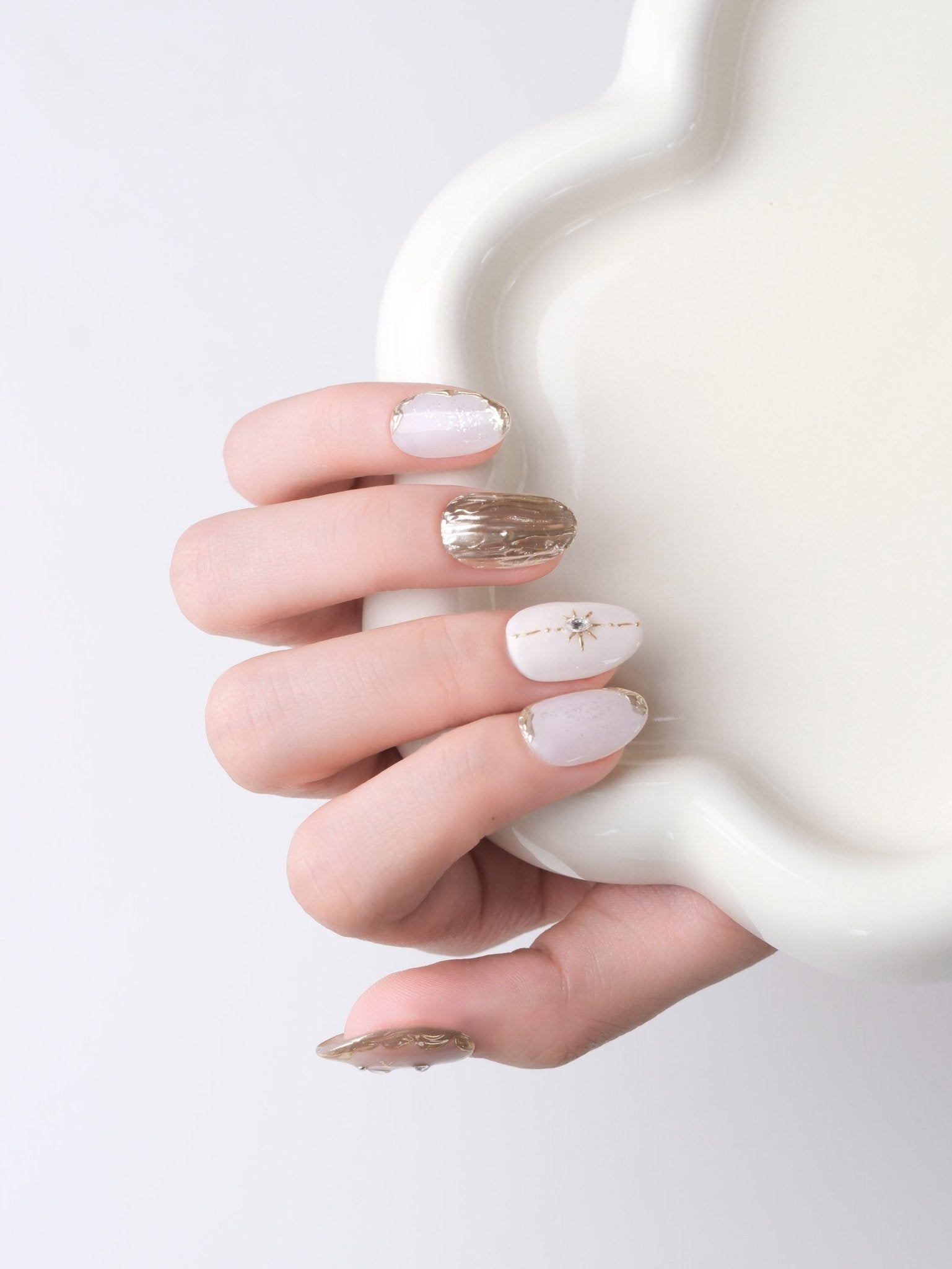 Celestial Glow - Handmade Press on Nails by Clawcreature - Handmade Press - on Nails