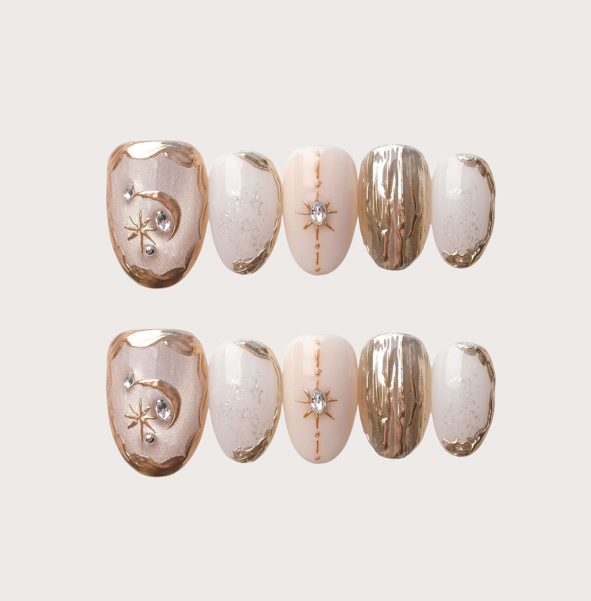 Celestial Glow - Handmade Press on Nails by Clawcreature - Handmade Press - on Nails