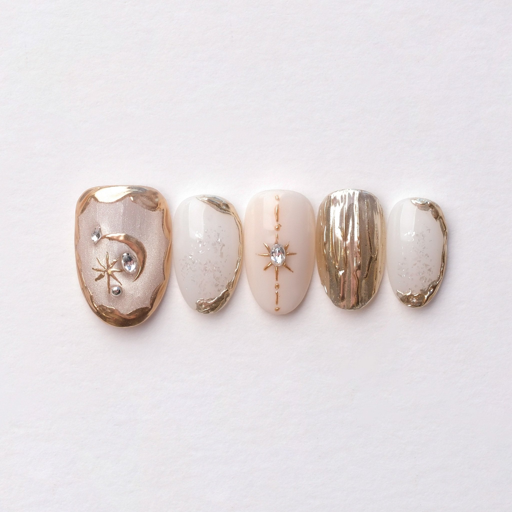 Celestial Glow - Handmade Press on Nails by Clawcreature - Handmade Press - on Nails