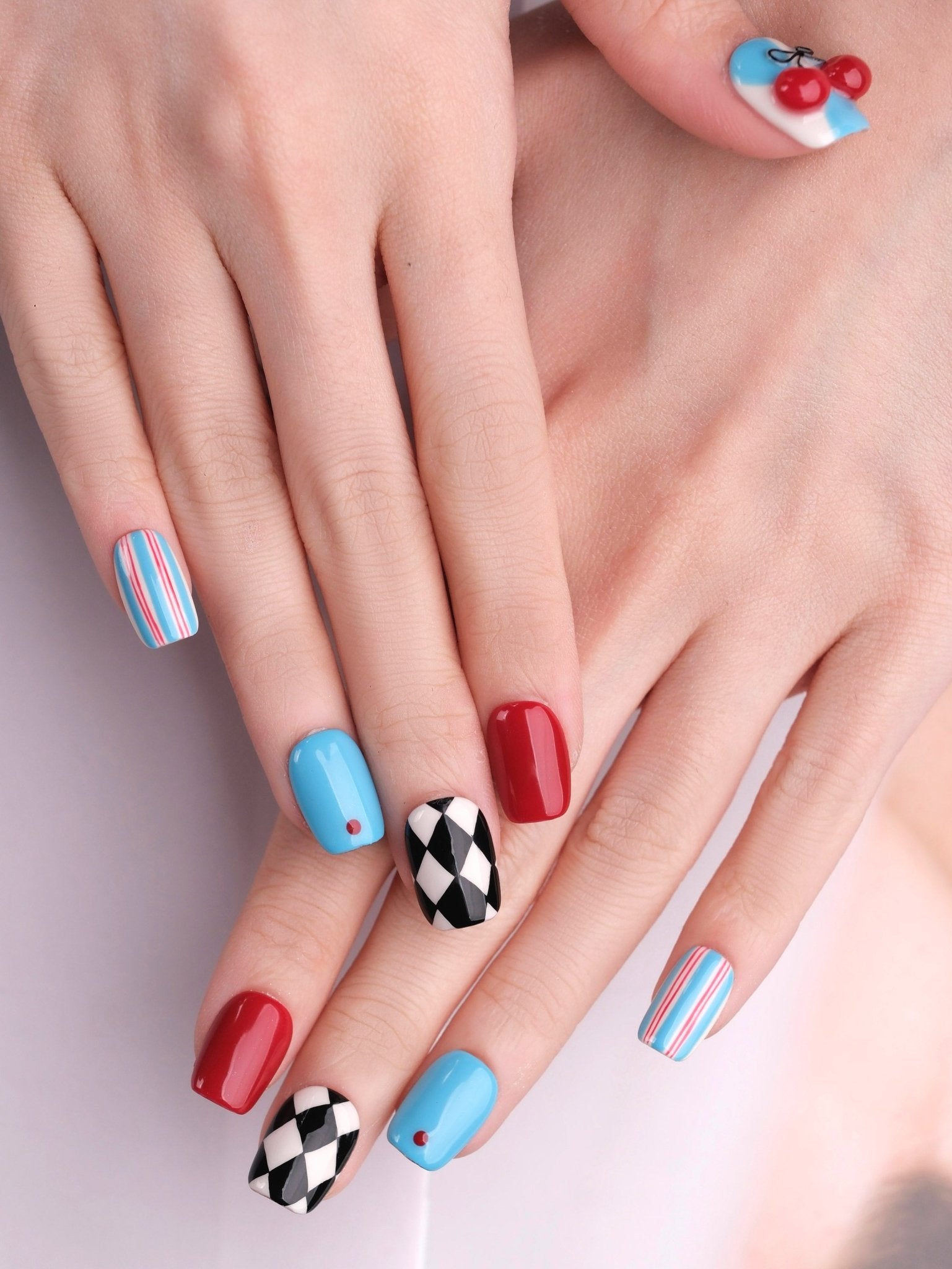 Cherry Pop - Handmade Press on Nails by Clawcreature - Handmade Press - on Nails