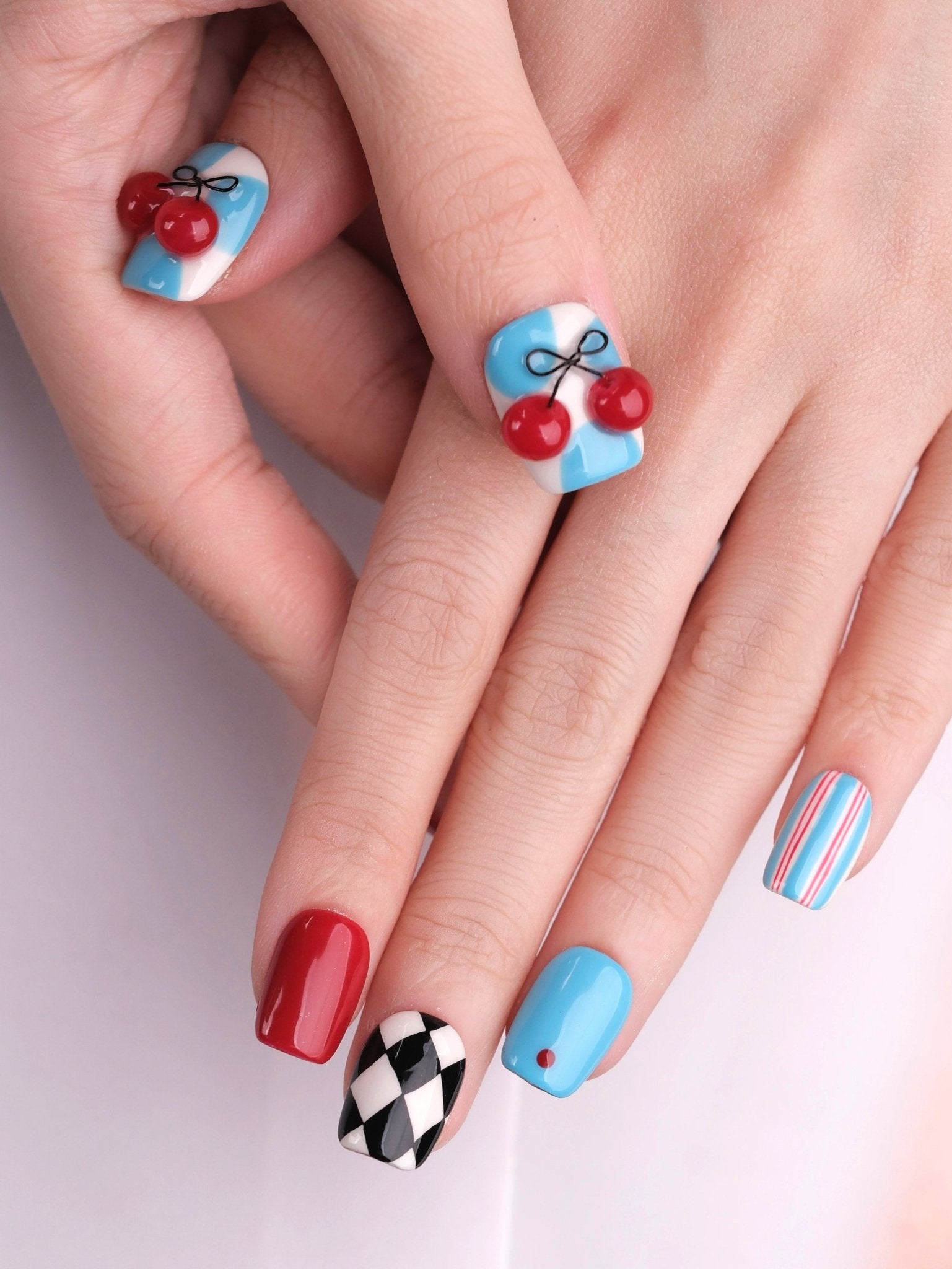 Cherry Pop - Handmade Press on Nails by Clawcreature - Handmade Press - on Nails