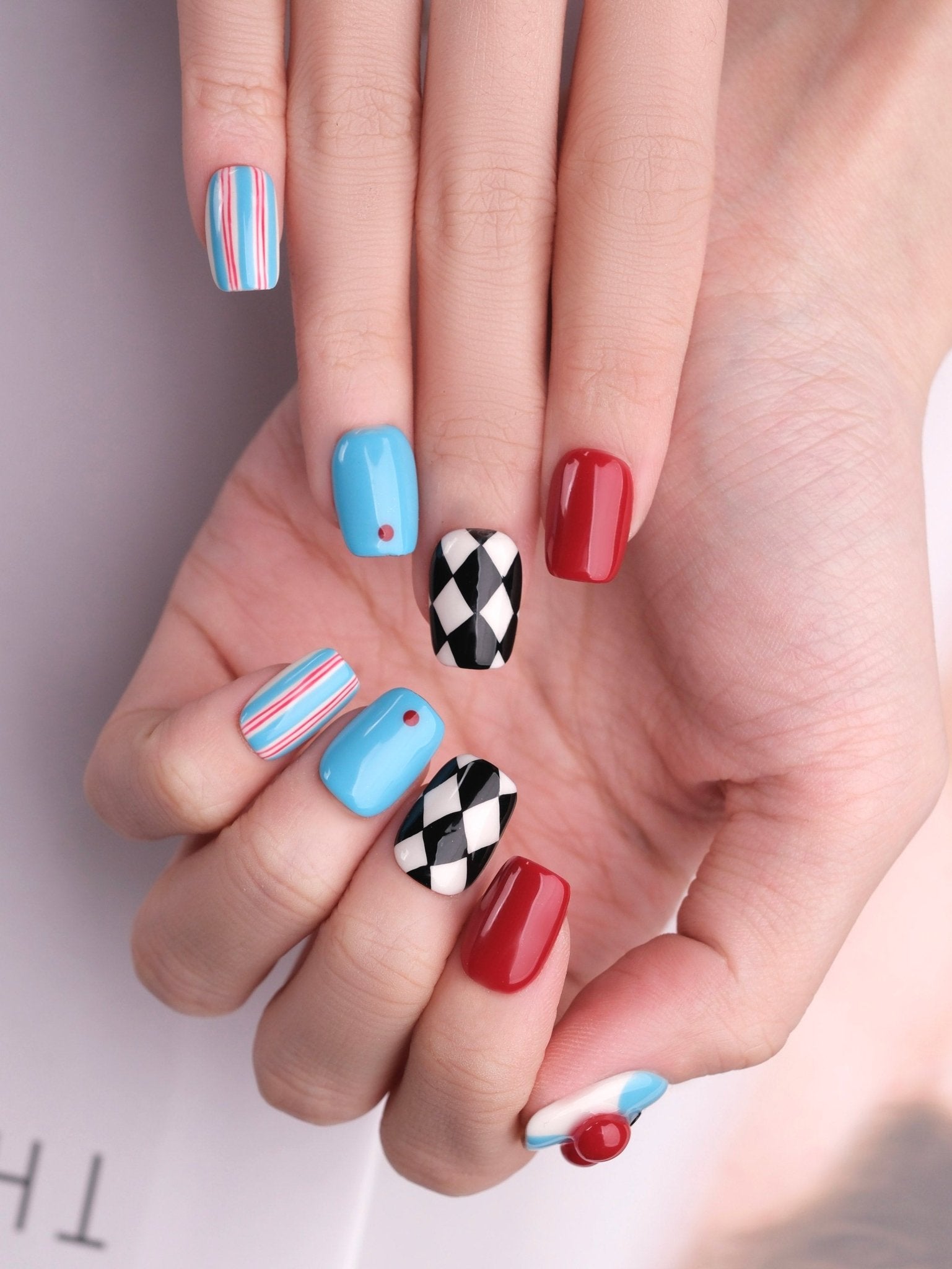 Cherry Pop - Handmade Press on Nails by Clawcreature - Handmade Press - on Nails