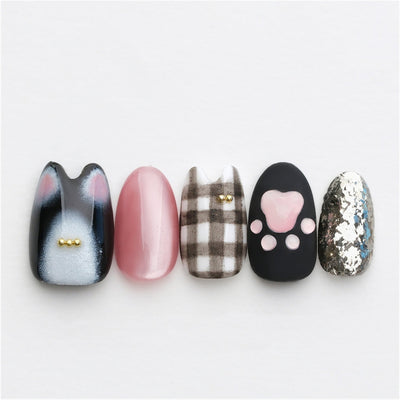 Chloe the Cat - Handmade Press on Nails by Clawcreature - Handmade Press - on Nails