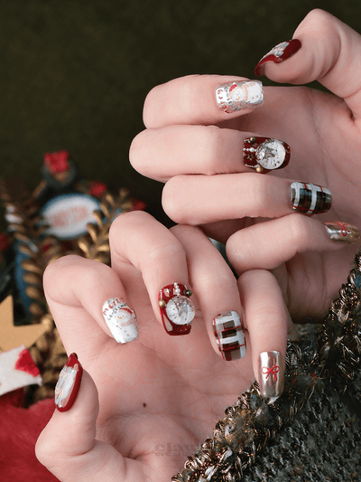 Christmas Land - Handmade Press on Nails by Clawcreature - Handmade Press - on Nails