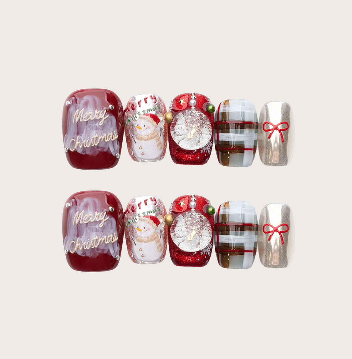 Christmas Land - Handmade Press on Nails by Clawcreature - Handmade Press - on Nails
