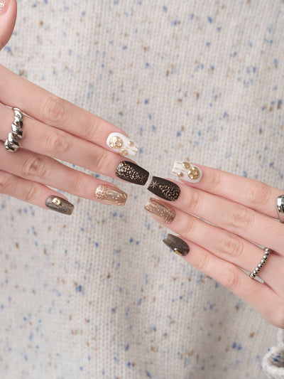 Cocoa Frost - Handmade Press on Nails by Clawcreature - Handmade Press - on Nails