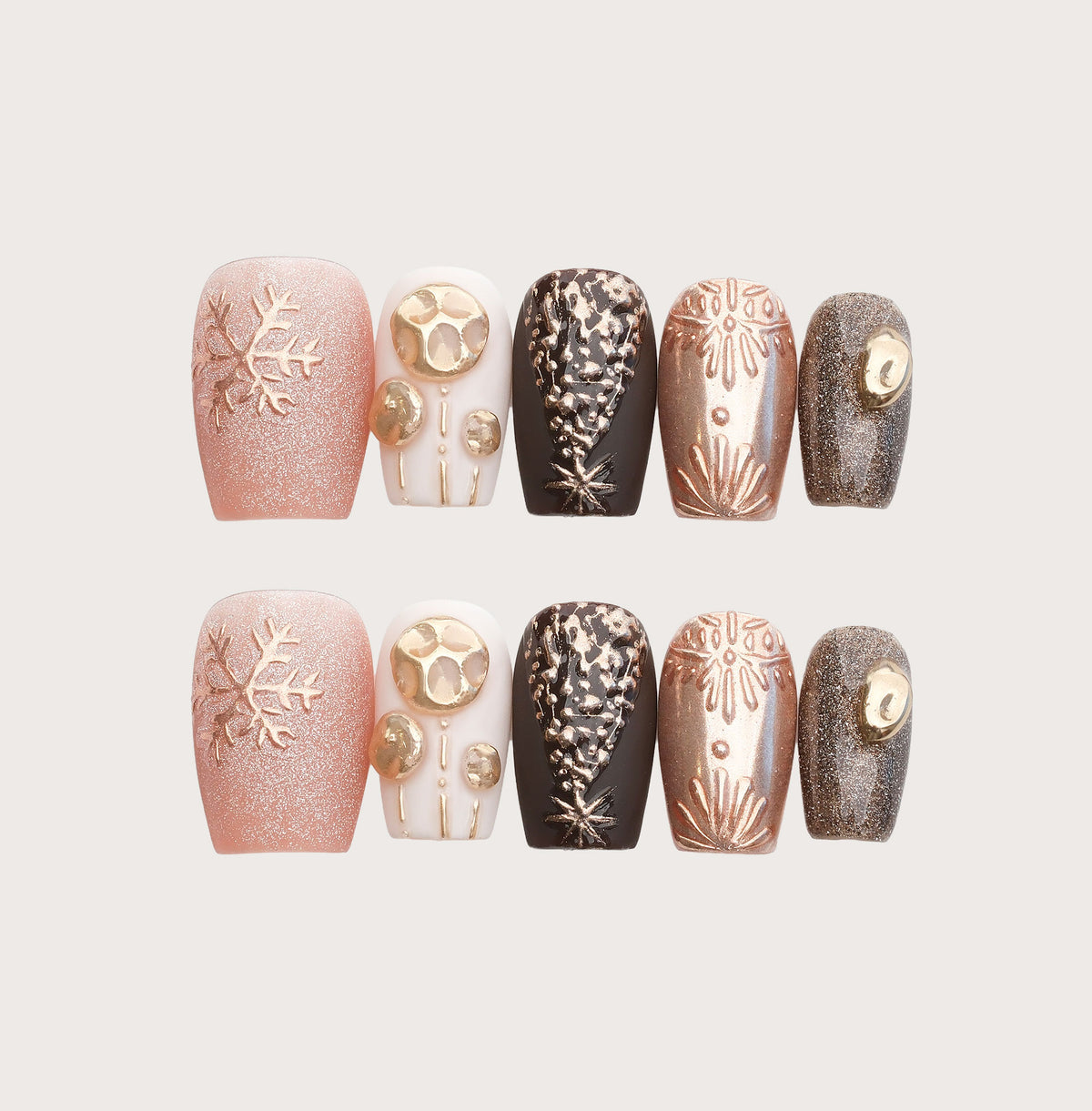 Cocoa Frost - Handmade Press on Nails by Clawcreature - Handmade Press - on Nails
