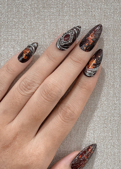 Crimson Eclipse - Handmade Press on Nails by Clawcreature - Handmade Press - on Nails