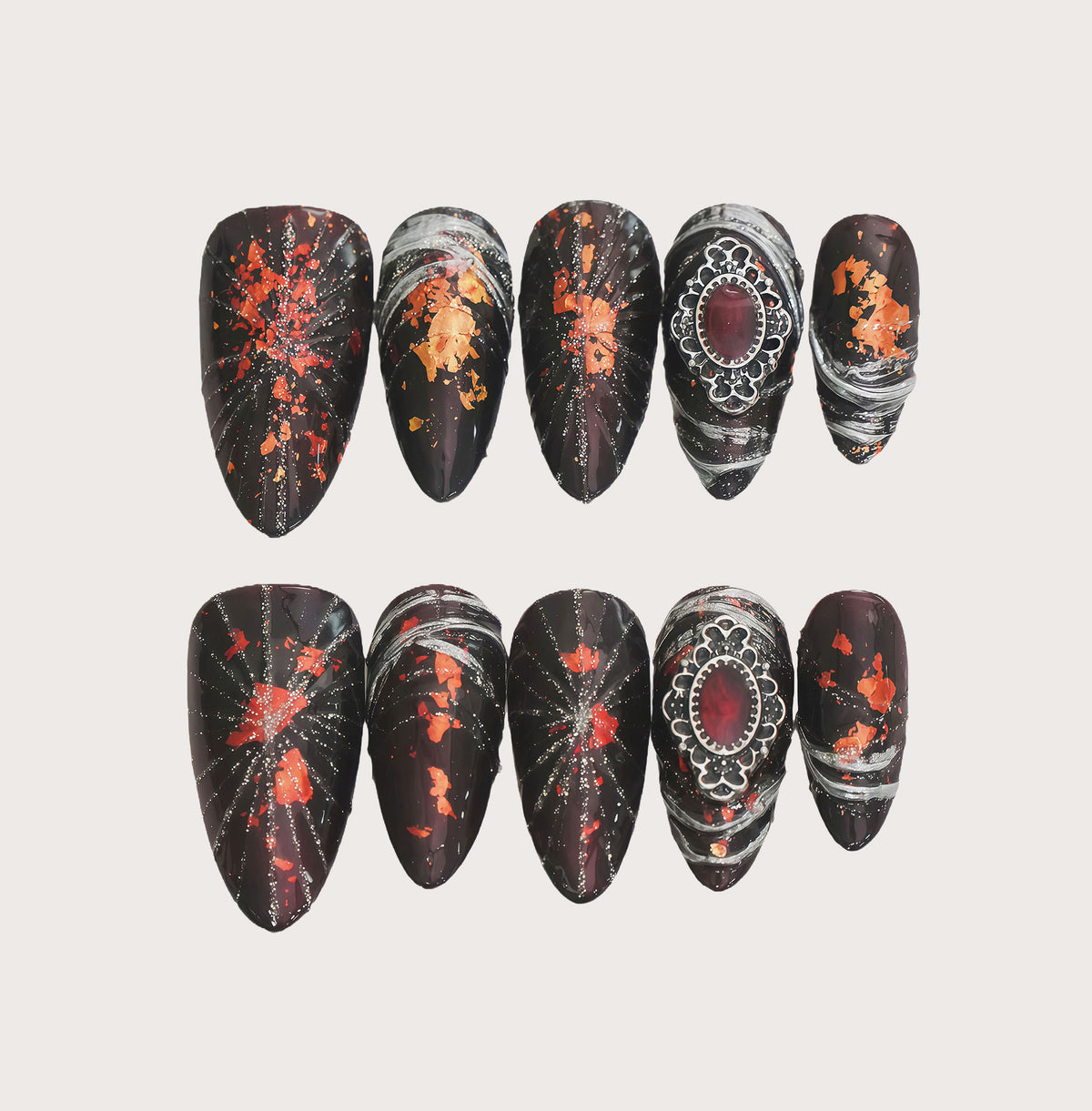 Crimson Eclipse - Handmade Press on Nails by Clawcreature - Handmade Press - on Nails