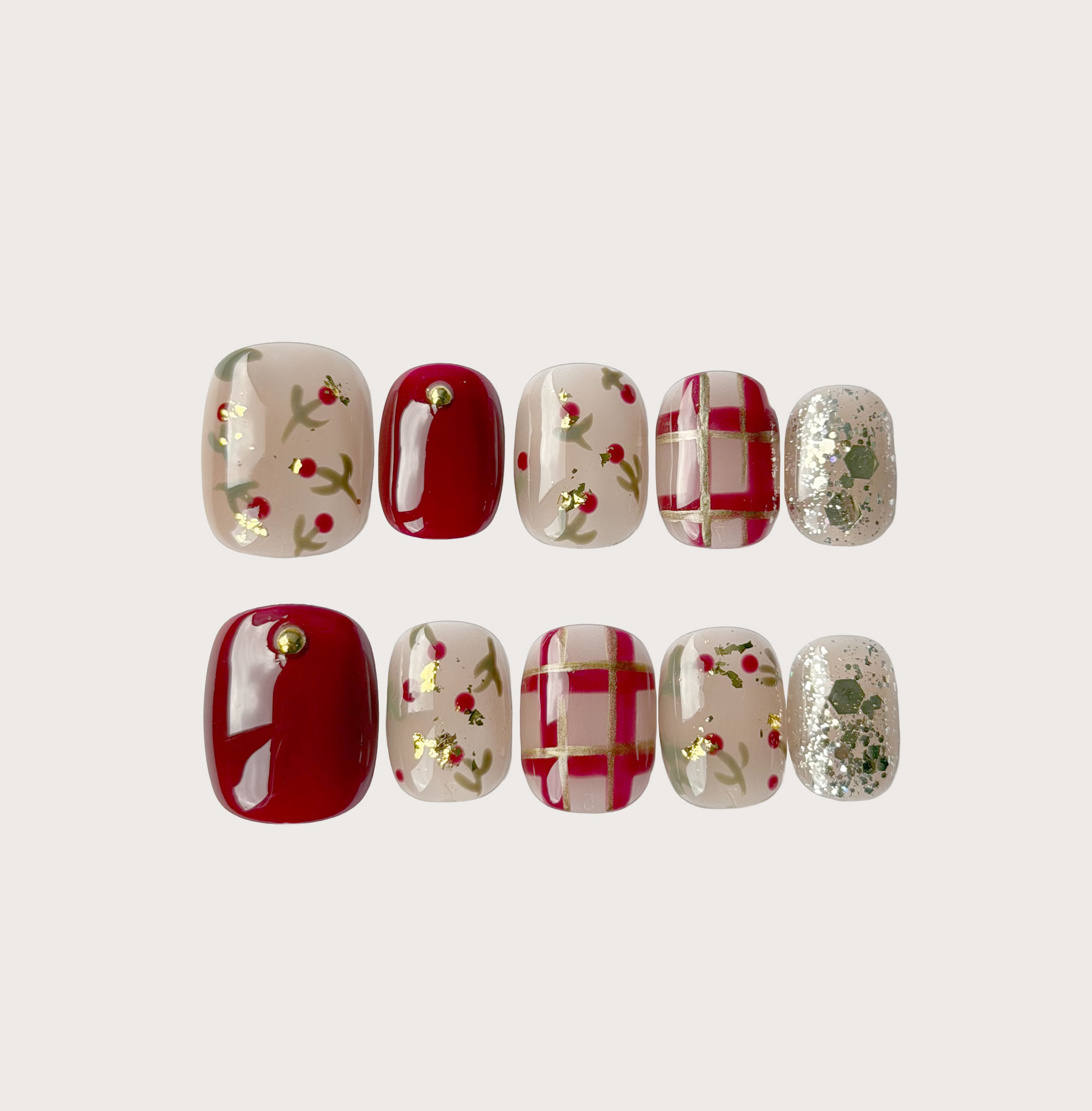 Crimson Garden - Handmade Press on Nails by Clawcreature - Handmade Press - on Nails