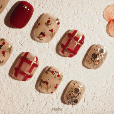 Crimson Garden - Handmade Press on Nails by Clawcreature - Handmade Press - on Nails
