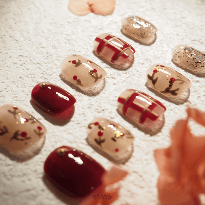 Crimson Garden - Handmade Press on Nails by Clawcreature - Handmade Press - on Nails