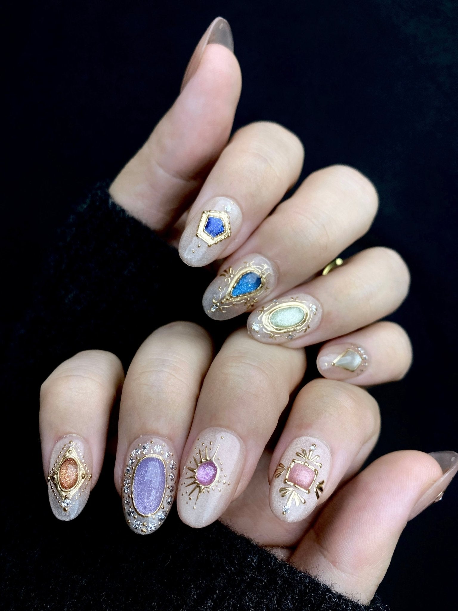 Crown Jewels - Handmade Press on Nails by Clawcreature - Handmade Press - on Nails
