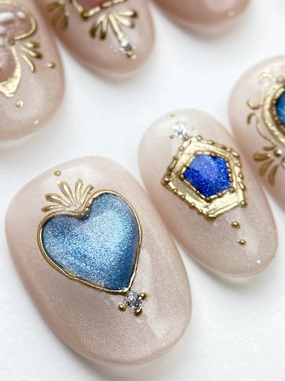 Crown Jewels - Handmade Press on Nails by Clawcreature - Handmade Press - on Nails