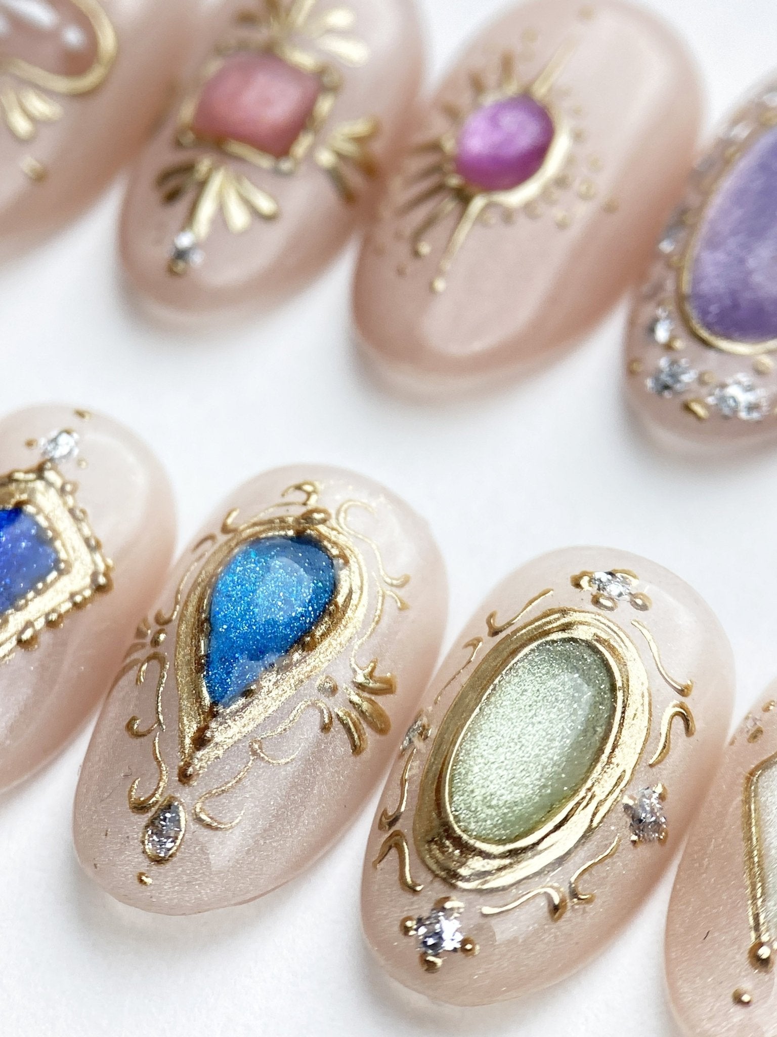 Crown Jewels - Handmade Press on Nails by Clawcreature - Handmade Press - on Nails