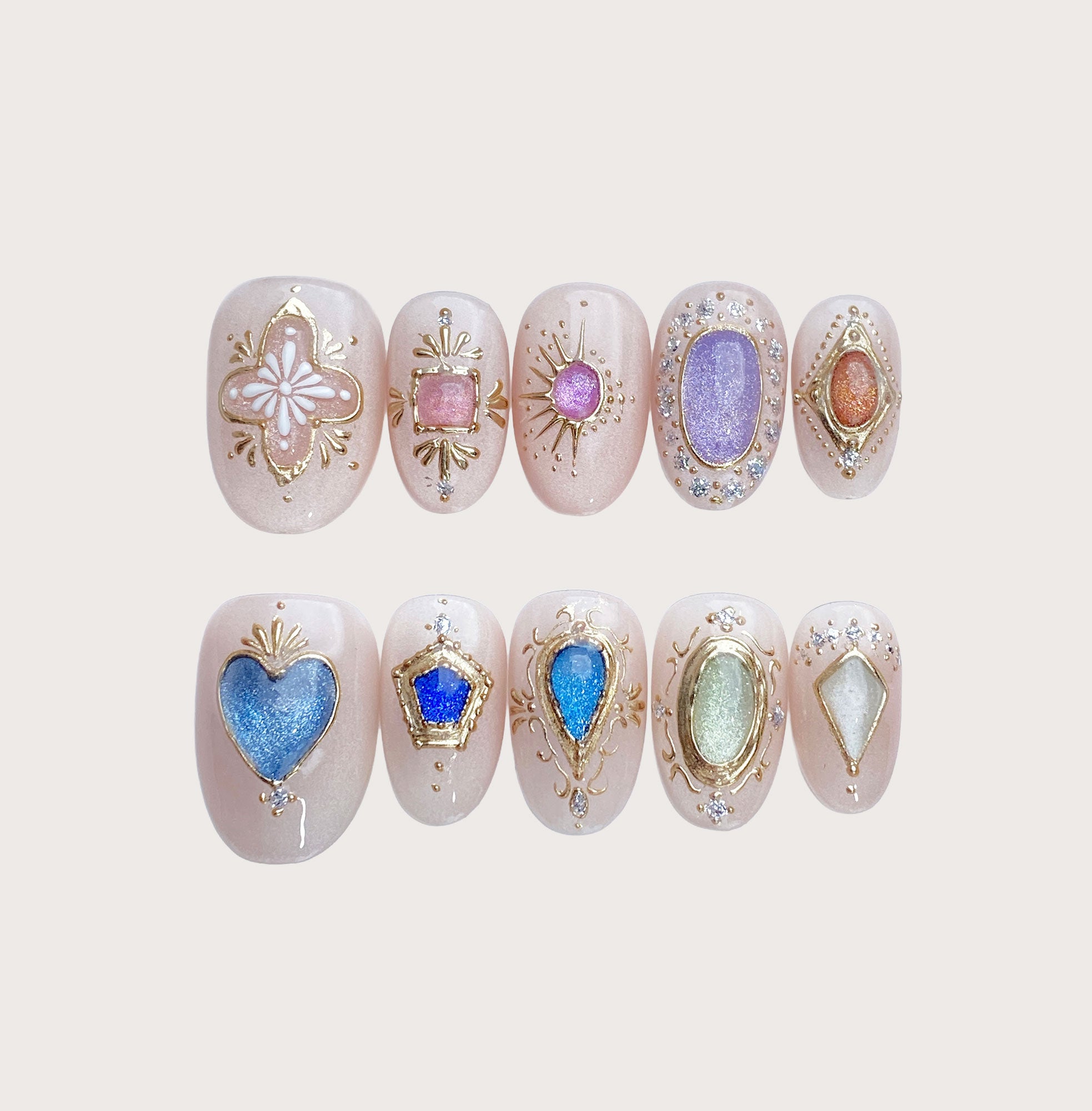 Crown Jewels - Handmade Press on Nails by Clawcreature - Handmade Press - on Nails