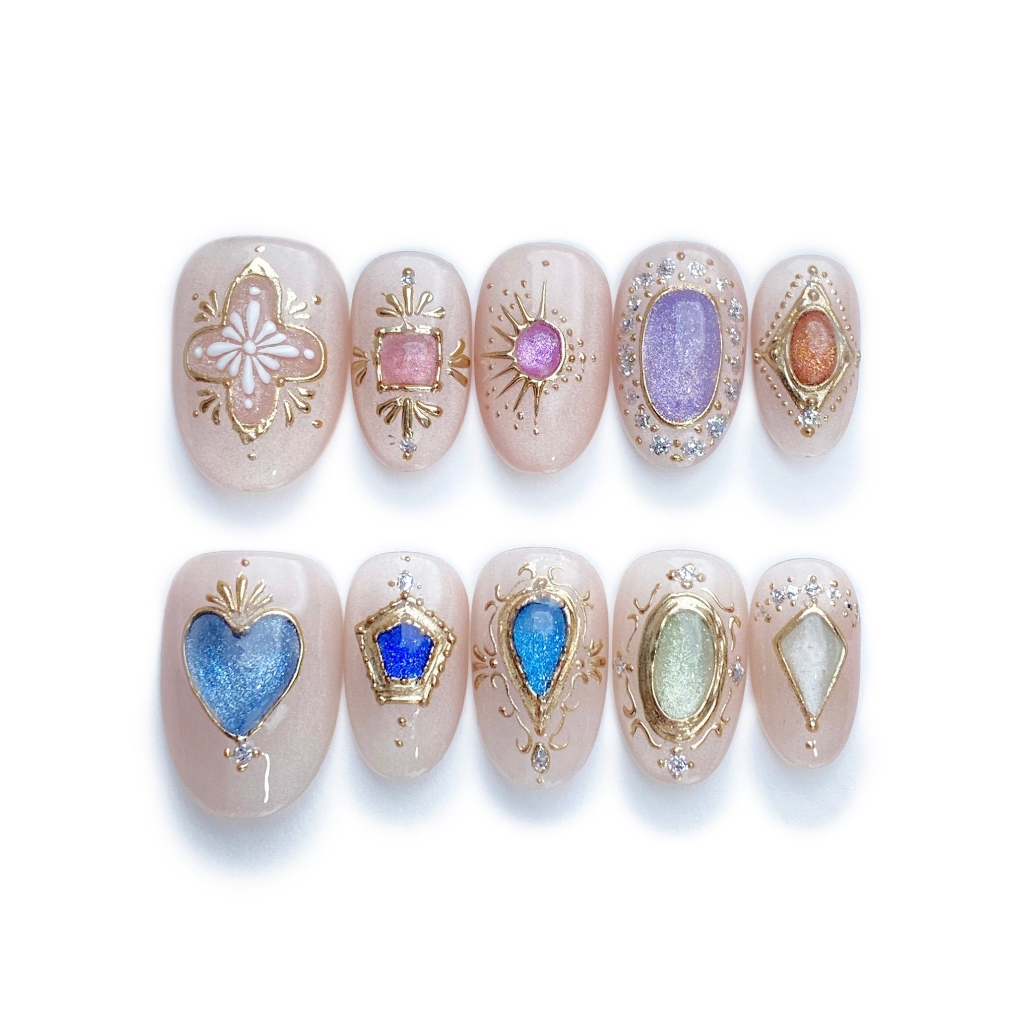 Crown Jewels - Handmade Press on Nails by Clawcreature - Handmade Press - on Nails