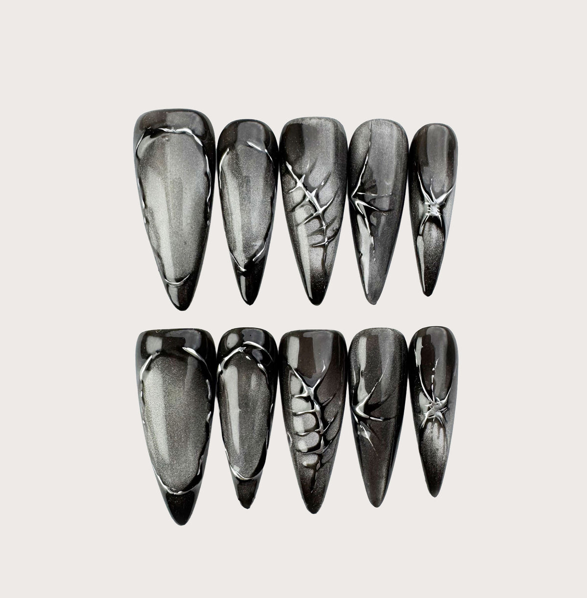 Dark Fracture - Handmade Press on Nails by Clawcreature - Handmade Press - on Nails