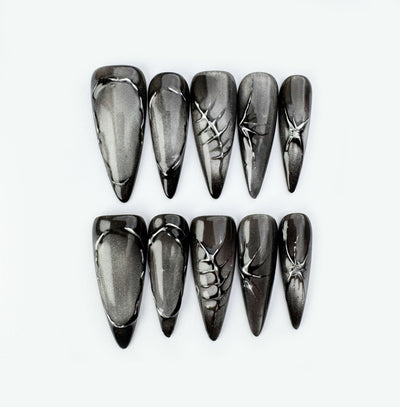 Dark Fracture - Handmade Press on Nails by Clawcreature - Handmade Press - on Nails