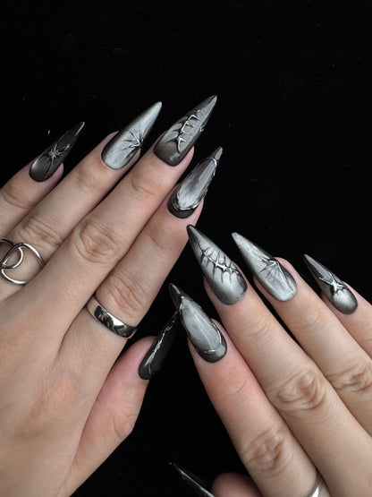 Dark Fracture - Handmade Press on Nails by Clawcreature - Handmade Press - on Nails