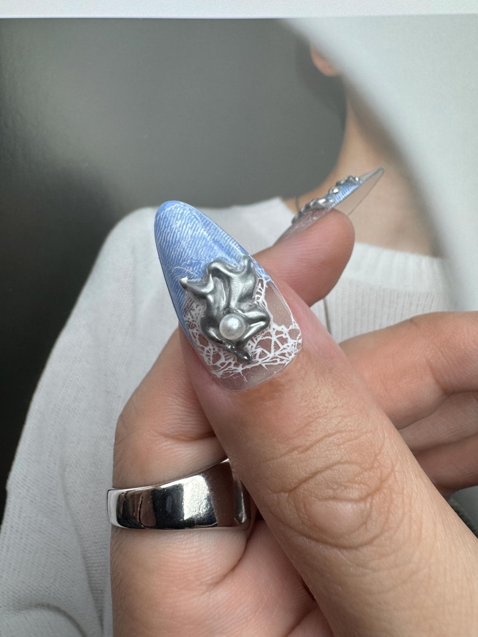 Denim Time - Handmade Press on Nails by Clawcreature - Handmade Press - on Nails