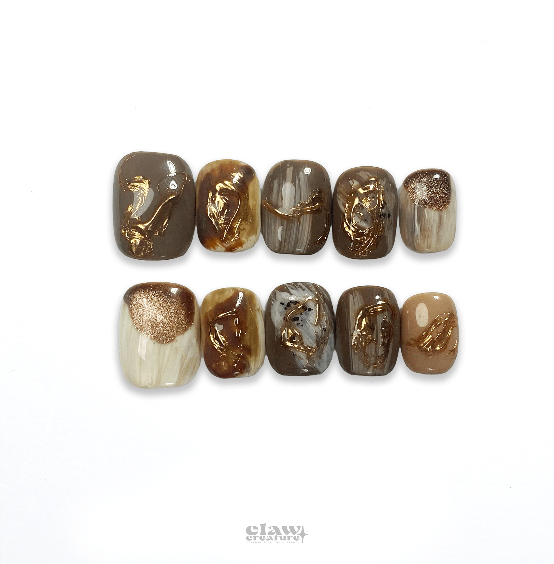 Earth Muse - Handmade Press on Nails by Clawcreature - Handmade Press - on Nails