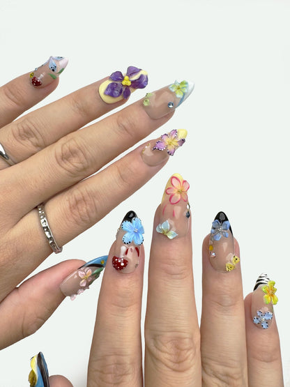 Enchanted Garden - Handmade Press on Nails by Clawcreature - Handmade Press - on Nails