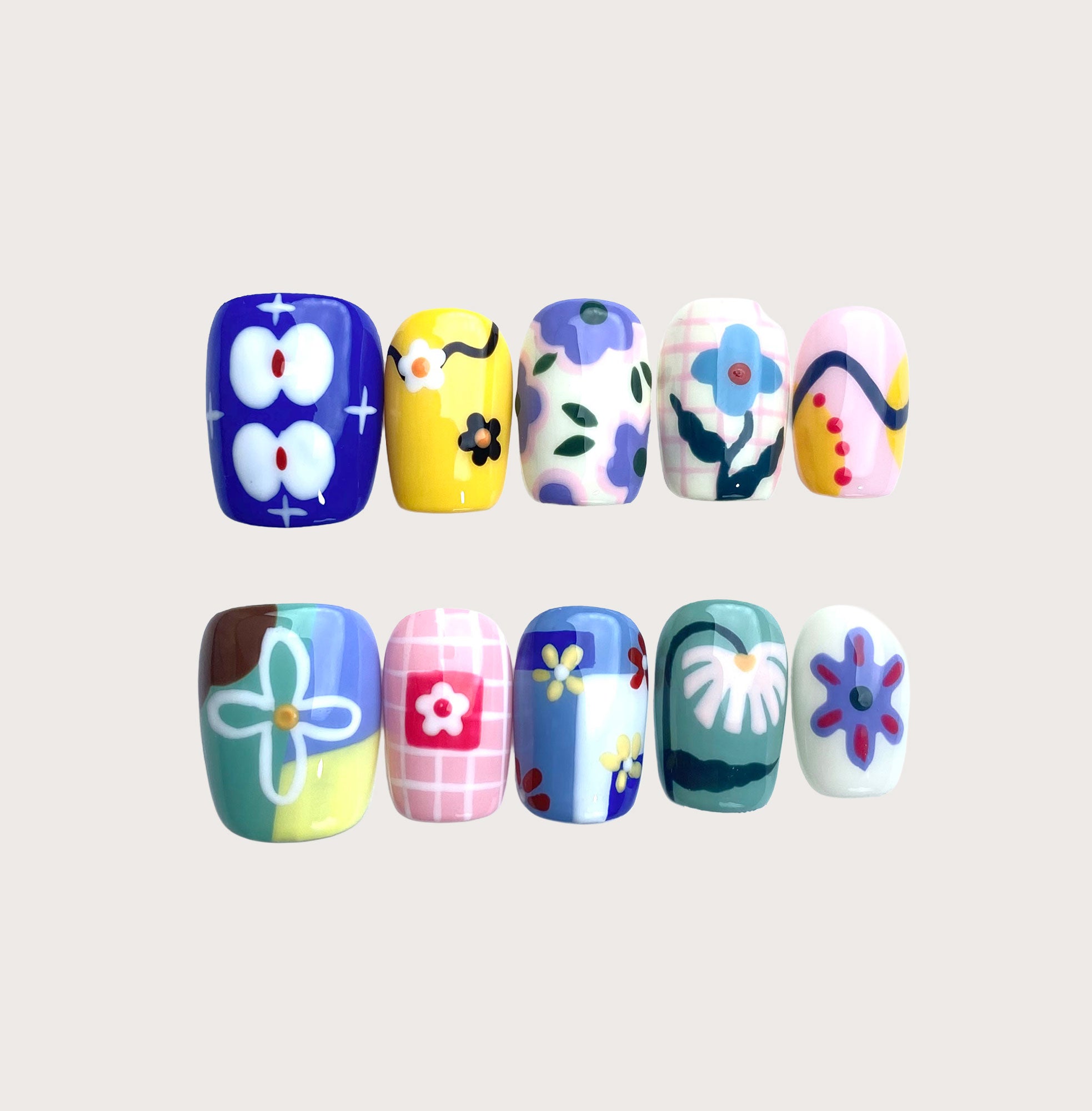 Flora Obscura - Handmade Press on Nails by Clawcreature - Handmade Press - on Nails