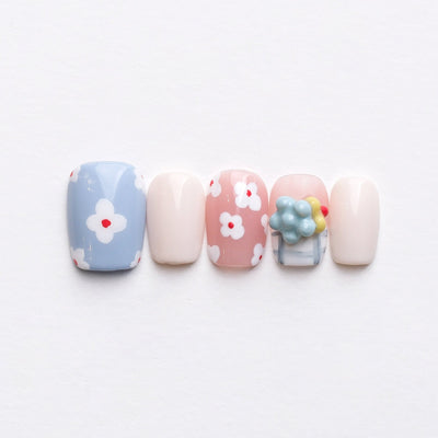 Flower Pop - Handmade Press on Nails by Clawcreature - Handmade Press - on Nails