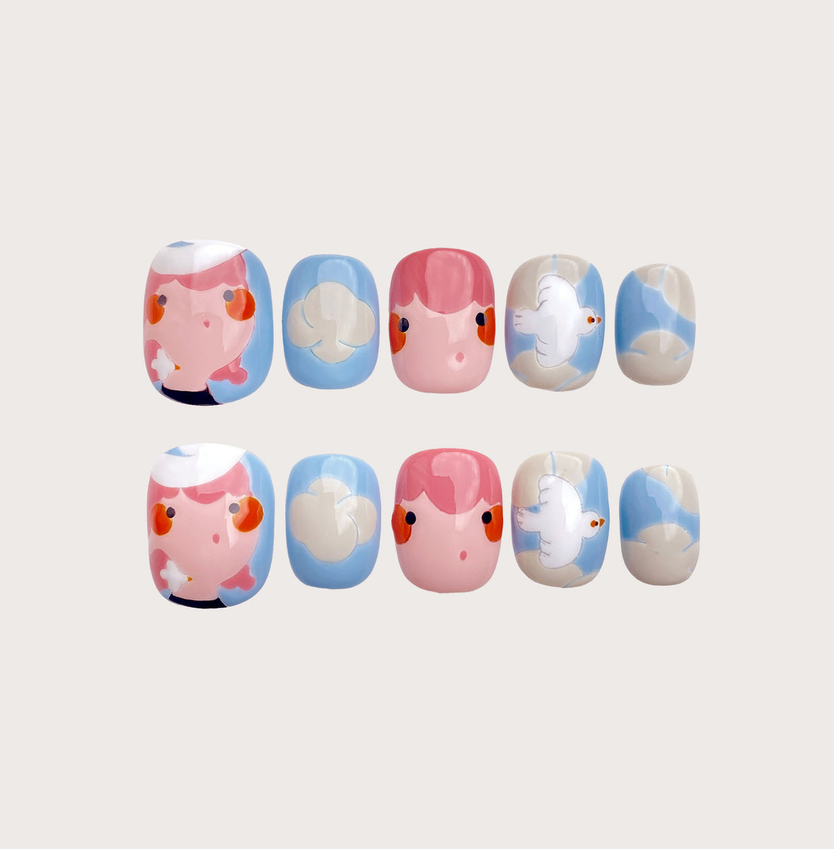 Fly like a Bird - Handmade Press on Nails by Clawcreature - Handmade Press - on Nails