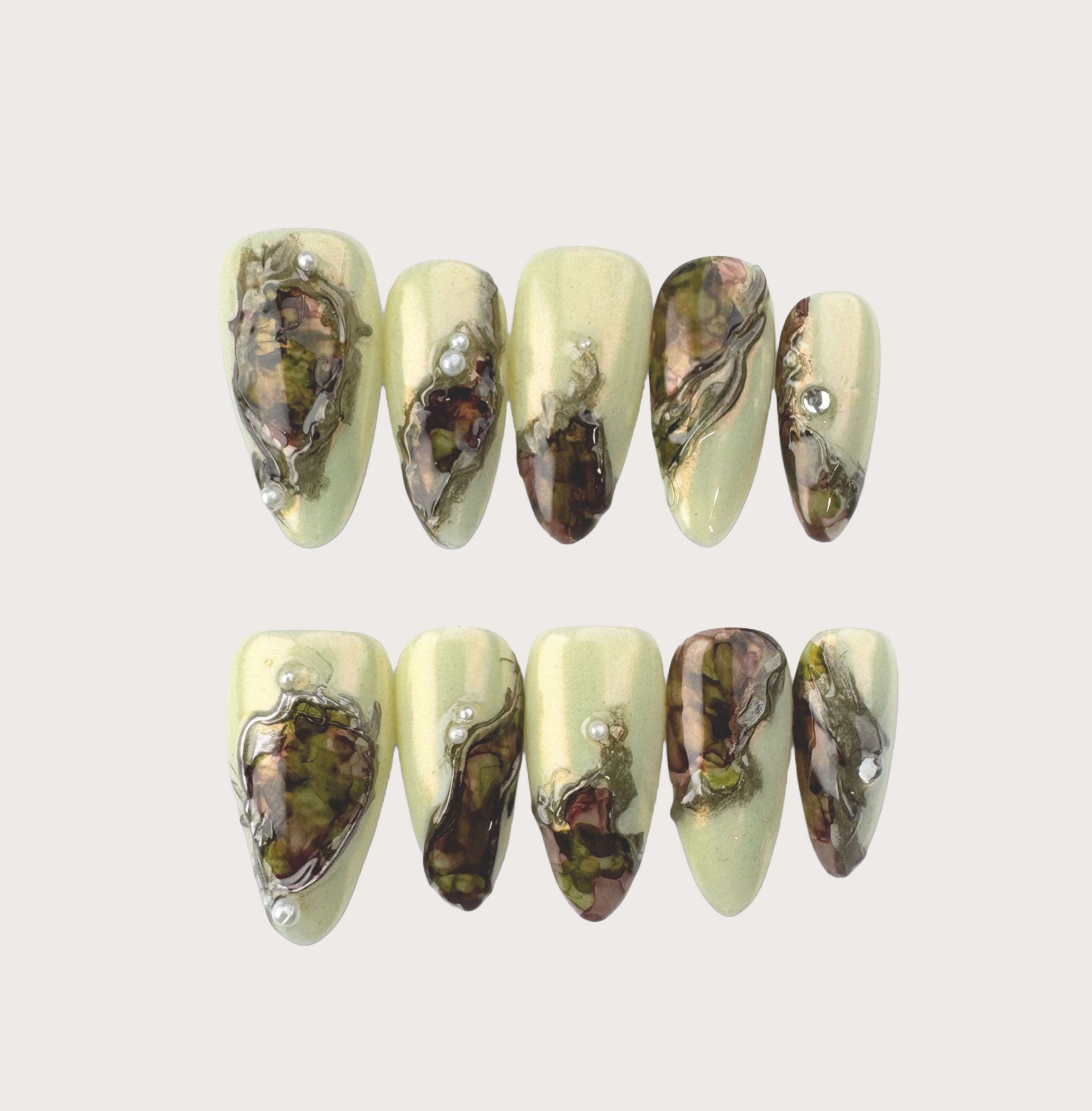Forest Relic - Handmade Press on Nails by Clawcreature - Handmade Press - on Nails