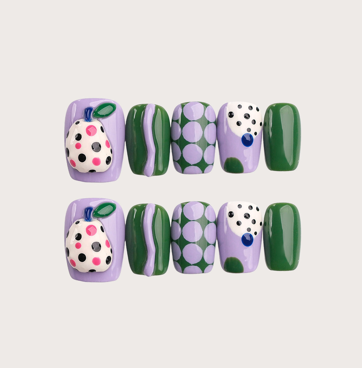 Fruity Funk - Handmade Press on Nails by Clawcreature - Handmade Press - on Nails